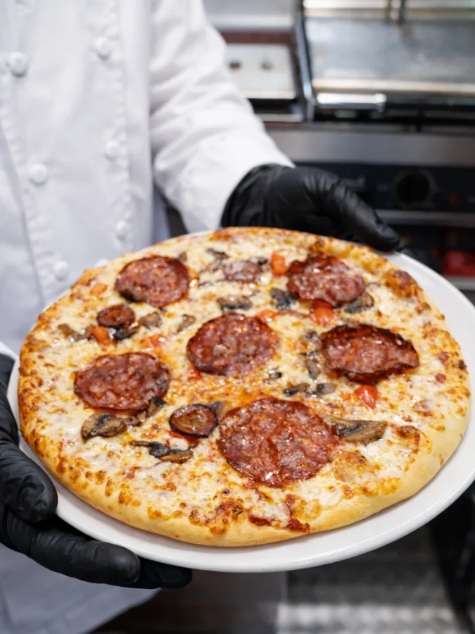 Pizza au pepperoni et champignons